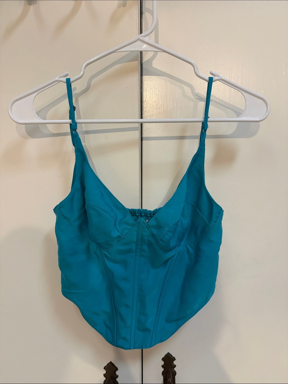 Urban Outfitters Teal Blue Satin Bustier Tank Top